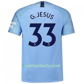 Camisolas de Futebol Manchester City G.Jesus 33 Equipamento Principal 2018/19 Manga Curta